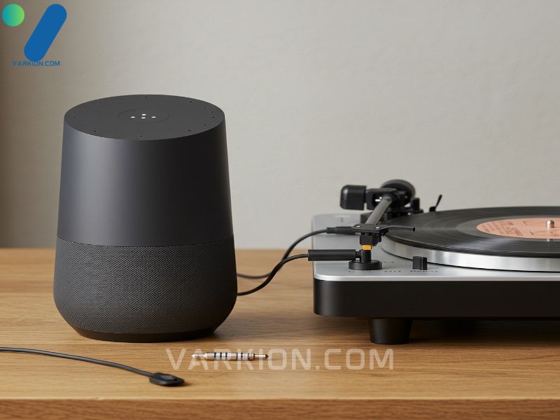 a-google-max-speaker-connected-to-a-turntable-using-the-auxiliary-input-demonstrating-its-use-as-a-high-fidelity-smart-audio-hub