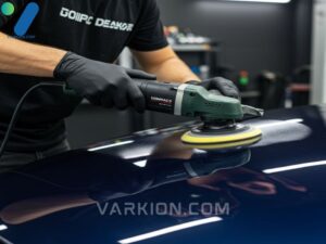 action-shot-detailer-polishing-a-dark-blue-car-hood-with-a-da-polisher