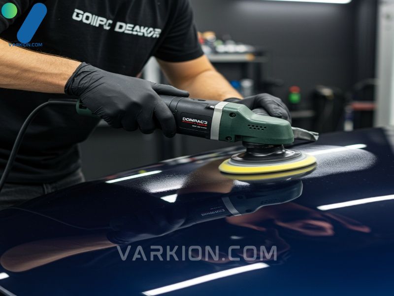 action-shot-detailer-polishing-a-dark-blue-car-hood-with-a-da-polisher