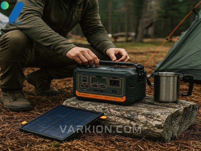 adventurer-sets-up-durable-off-grid-modular-power-station-and-solar-panel-unique-gadget-for-essential-outdoor-travel-power
