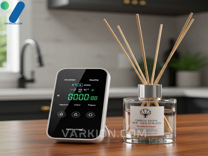 air-quality-monitoring-near-a-high-quality-good-air-freshener-reed-diffuser-emphasizing-health-and-odor-elimination