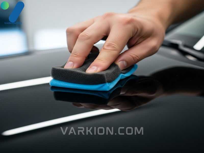 applying-paint-glaze-to-enhance-the-deep-reflection-of-black-paint-using-specialized-black-car-detailing-kit-products