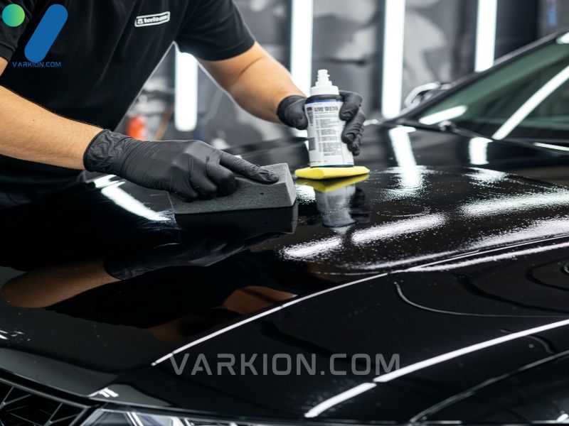 applying-the-best-black-vinyl-car-ceramic-coating-using-the-cross-hatch-method-on-a-black-wrapped-vehicle