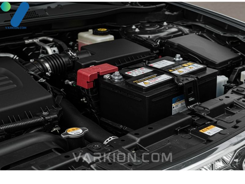 clean-automotive-battery-securely-installed-in-a-clean-engine-bay