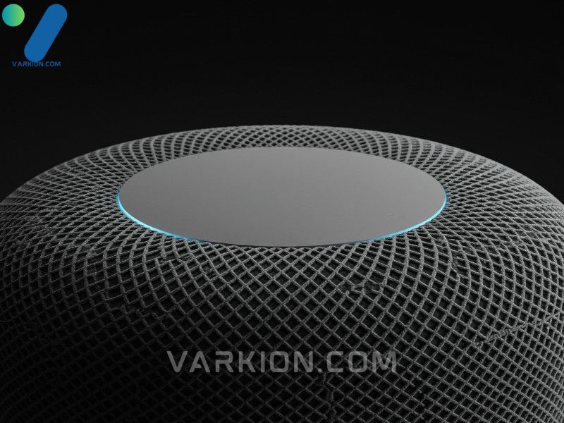 close-up-of-an-apple-homepod-mini-top-with-mesh-fabric-and-glowing-siri-interface