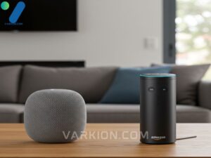 comparacion-lado-a-lado-del-apple-homepod-2-gen-y-amazon-echo-4-gen-en-una-sala-moderna