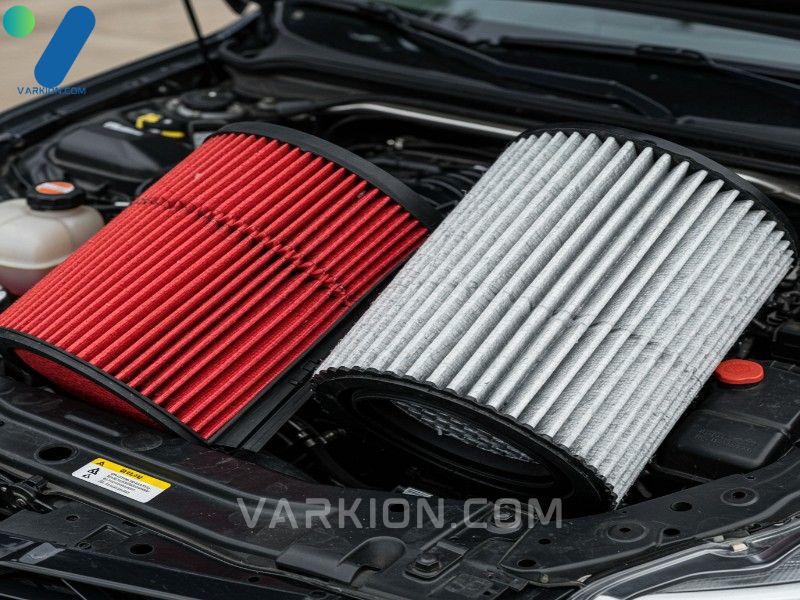 comparison-of-red-oiled-cotton-gauze-and-white-synthetic-dry-air-filter-media