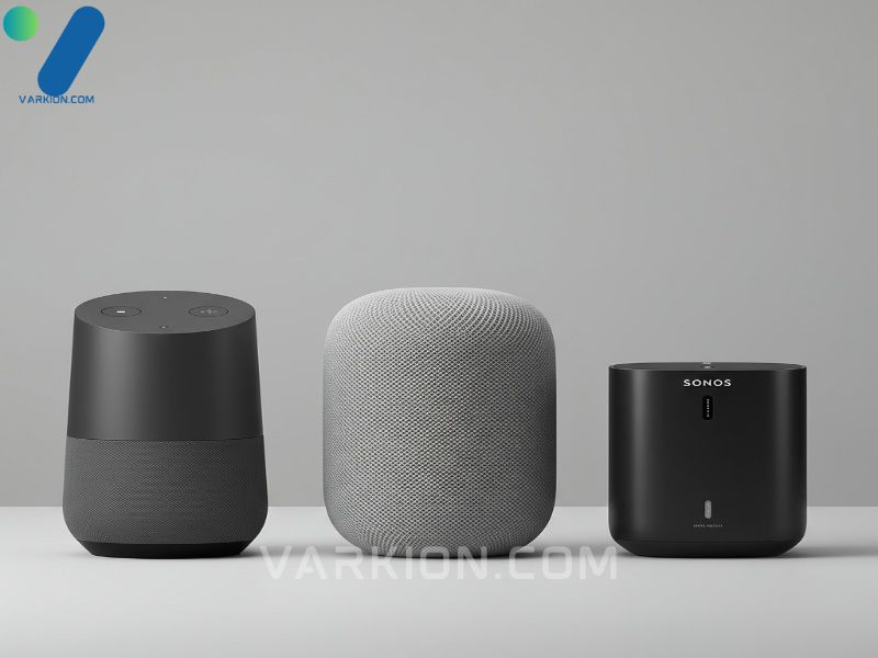 comparison-view-of-the-google-home-max-charcoal-apple-homepod-and-sonos-play5-showing-the-competition-in-the-premium-smart-speaker-market