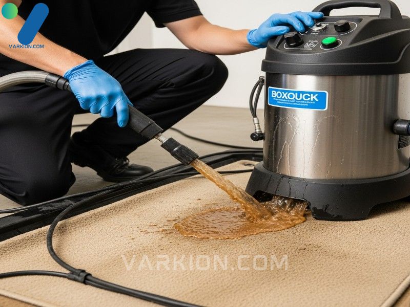 detailer-extrae-agua-sucia-de-la-alfombra-beige-de-un-coche-con-una-maquina-de-extraccion-de-agua-caliente