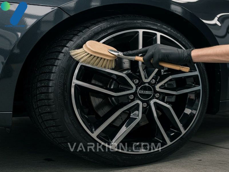 detailer-uses-a-soft-wheel-brush-to-gently-clean-a-multi-spoke-alloy-wheel-with-ph-neutral-cleaner