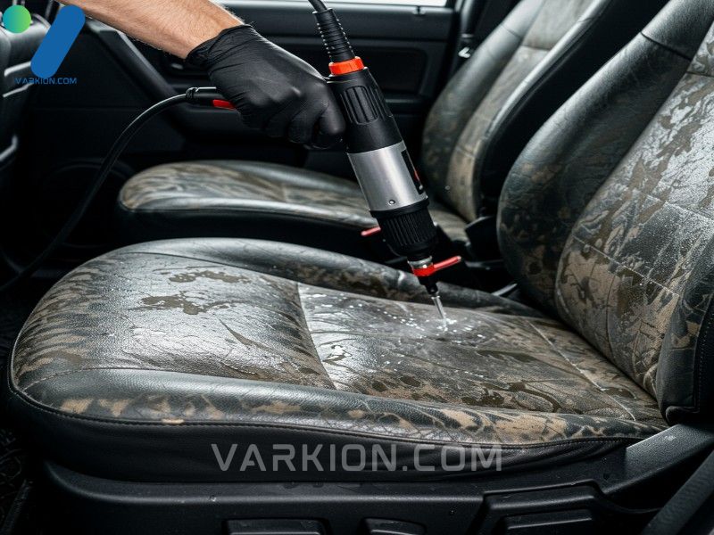 detailer-using-a-hot-water-extractor-machine-on-a-heavily-stained-fabric-car-seat-during-deep-upholstery-cleaning