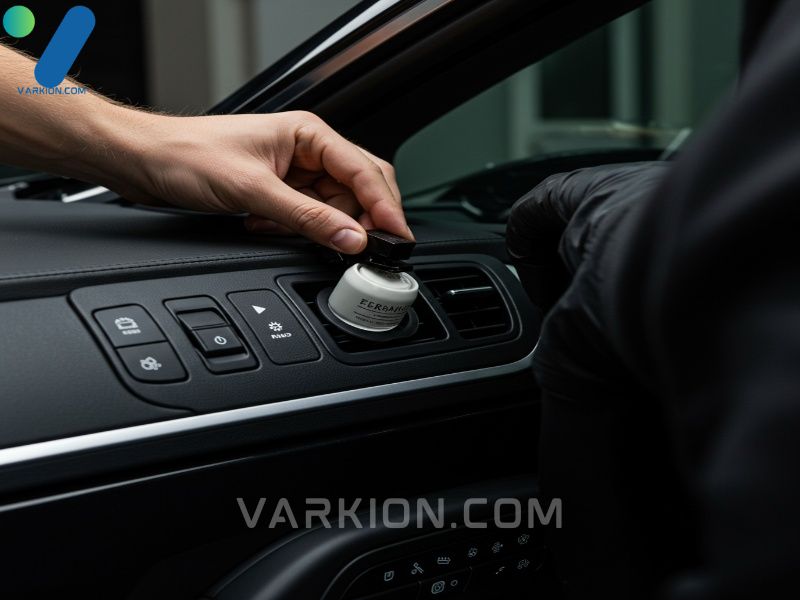 detailing-a-luxury-car-installing-a-ceramic-disc-air-freshener-into-a-vent-clip