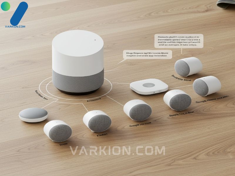 diagram-showing-a-multi-room-audio-setup-using-the-google-home-max-smart-speaker-and-other-google-nest-devices