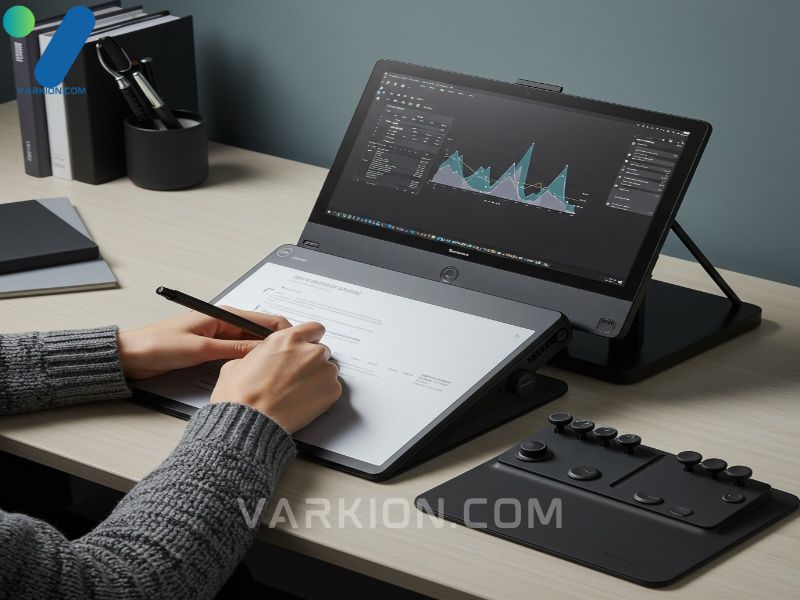 e-ink-revolution-productivity-setup-unique-gadgets-specialized-input-device-and-large-e-ink-tablet