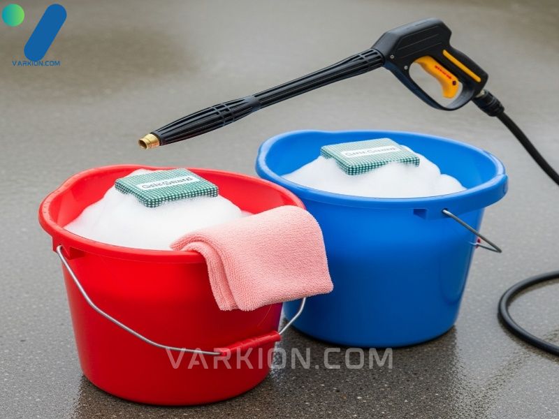 essential-car-detailing-tools-including-the-two-bucket-wash-method-and-foam-cannon-for-safe-exterior-cleaning