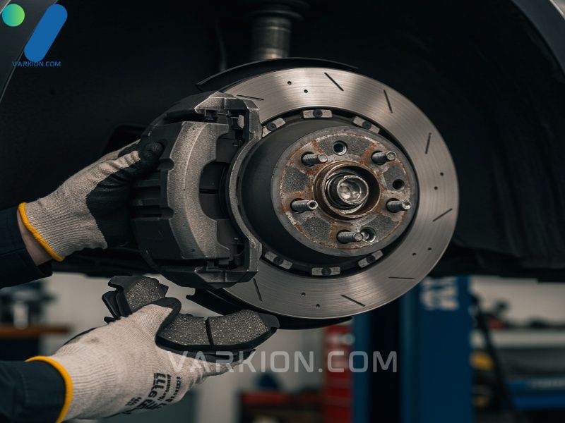 expert-mechanic-inspecting-the-different-kinds-of-brake-pads-and-rotor-assembly-to-determine-the-best-brake-pads-for-performance