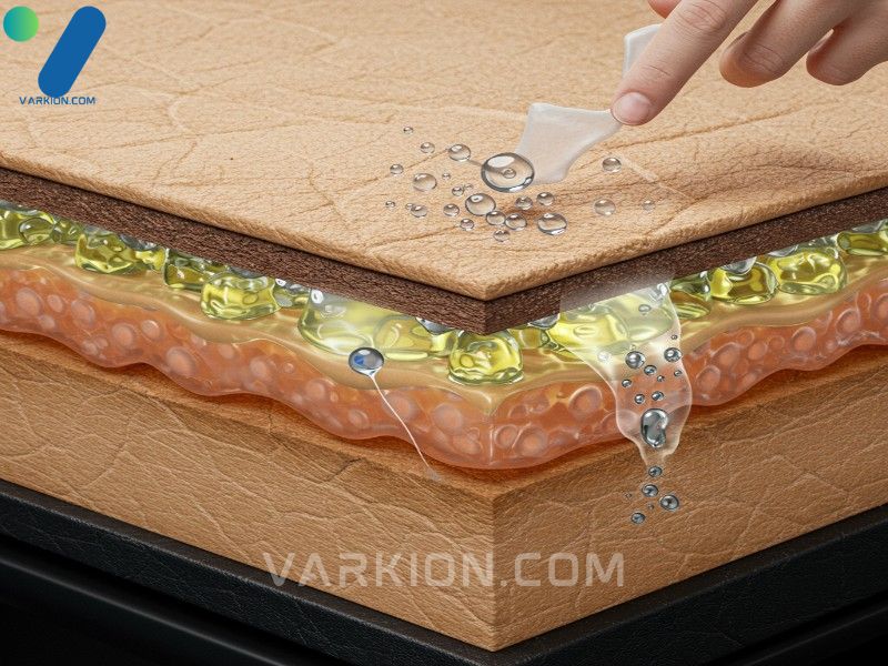 grafico-estilizado-de-seccion-transversal-de-cuero-automotriz-con-aceites-acondicionadores-penetrando-la-superficie