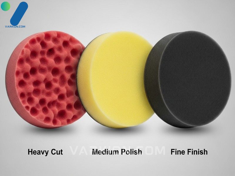 graphic-of-three-auto-detailing-foam-pads-for-cutting-polishing-and-finishing