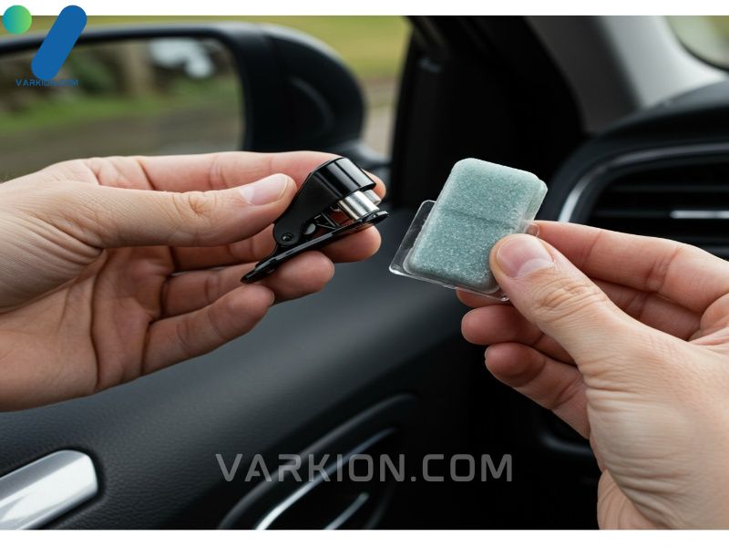 hands-demonstrating-the-easy-installation-process-of-the-drift-car-freshener-refill-block-into-the-metal-clip