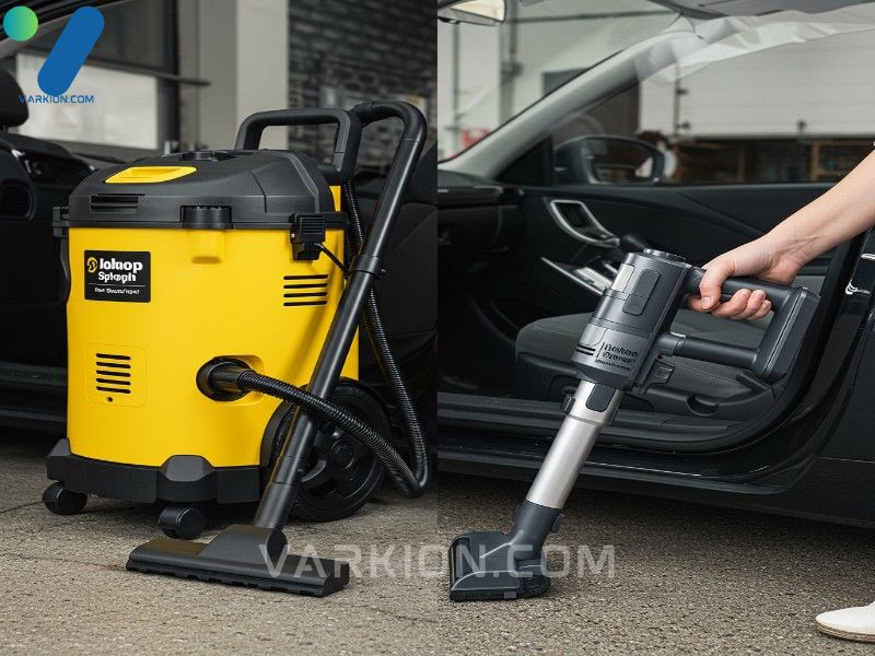 a-bulky-corded-shop-vac-next-to-a-sleek-cordless-handheld-vacuum-being-used-inside-a-car