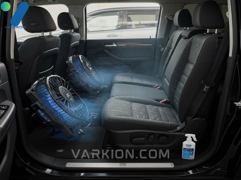 high-velocity-fans-drying-a-freshly-cleaned-car-interior