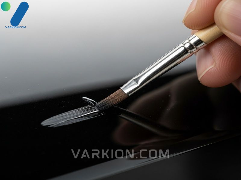 macro-de-un-rasguno-profundo-en-pintura-negra-siendo-rellenado-con-precision-usando-un-pincel-fino