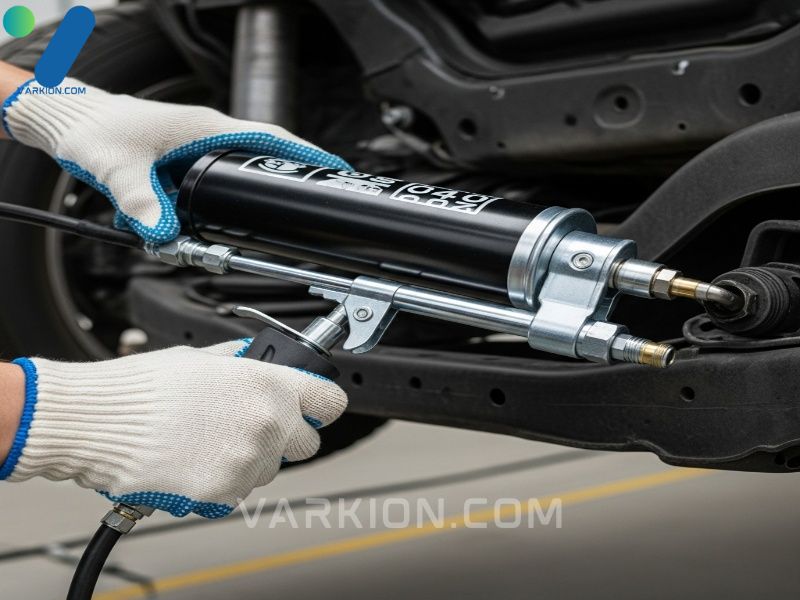 mecanico-con-guantes-engrasando-un-componente-del-chasis-del-coche-con-una-pistola-de-engrase-profesional