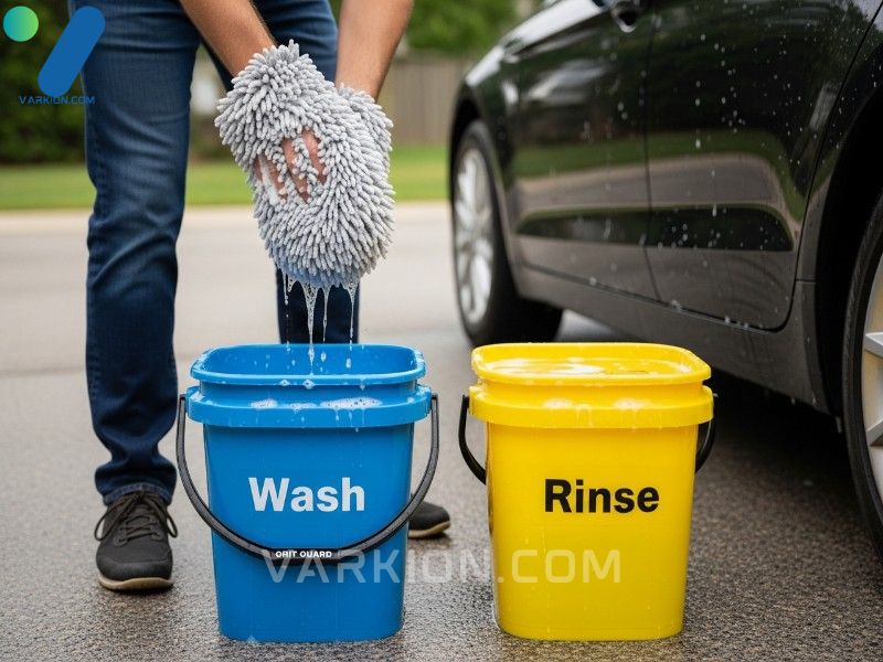 persona-demostrando-el-metodo-de-dos-cubetas-una-para-lavar-con-protector-de-suciedad-y-otra-para-enjuagar