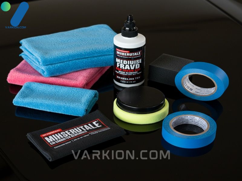 preparation-tools-for-automotive-scratch-repair-including-microfiber-towels-and-a-bottle-of-car-scratch-remover-compound