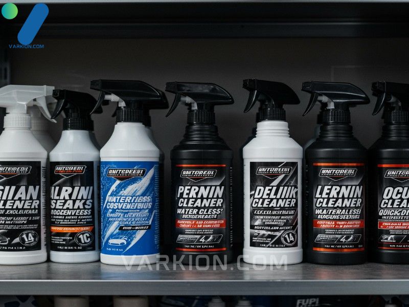 professional-car-cleaning-sprays-neatly-organized-on-a-garage-shelf