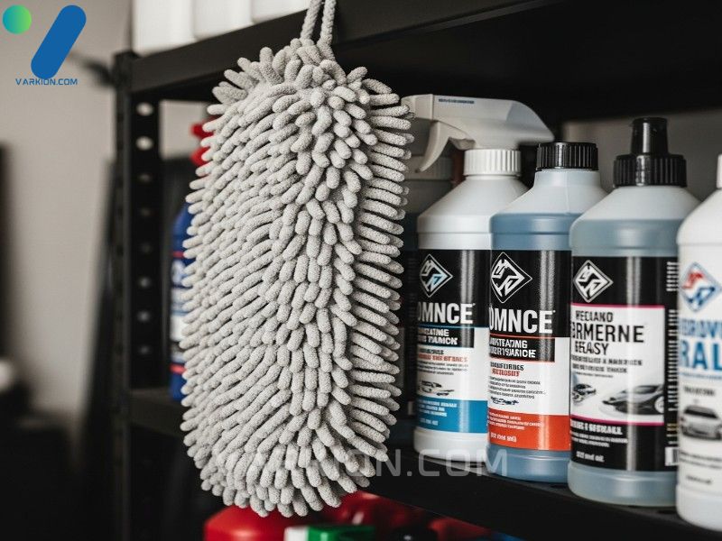 proper-care-and-storage-of-a-car-wash-mitt-and-chemicals-from-an-automotive-cleaning-kit-to-maintain-tool-longevity