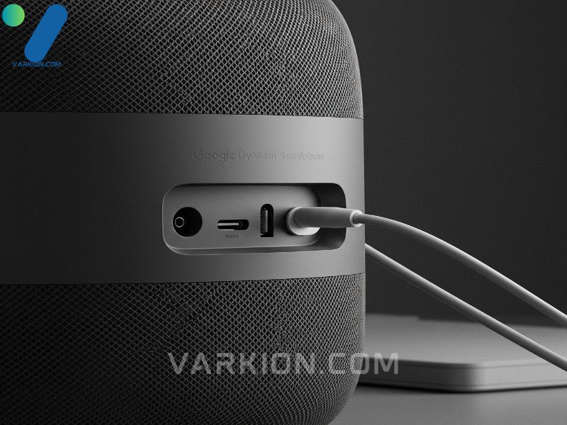 rear-view-of-the-google-home-max-speaker-showing-the-35mm-auxiliary-input-and-power-ports-highlighting-the-physical-connectivity-of-the-google-max-speaker