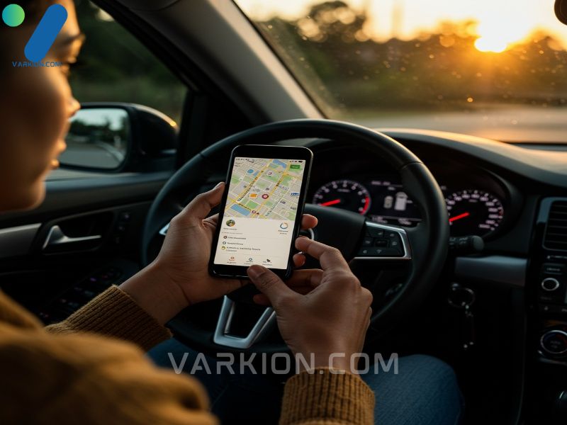 searching-for-auto-car-washes-near-me-on-a-smartphone-while-sitting-in-a-car