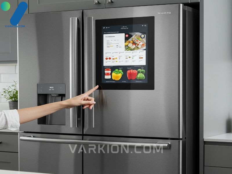 smart-refrigerator-close-up-showing-a-touchscreen-with-a-grocery-list-and-calendar
