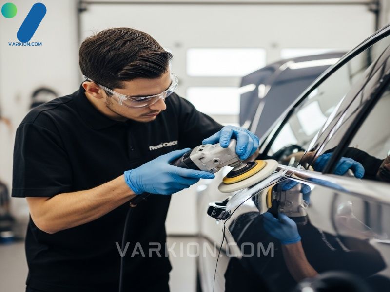 tecnico-aplicando-pulimento-a-la-puerta-de-un-coche-con-una-pulidora-rotativa-en-un-centro-de-detallado