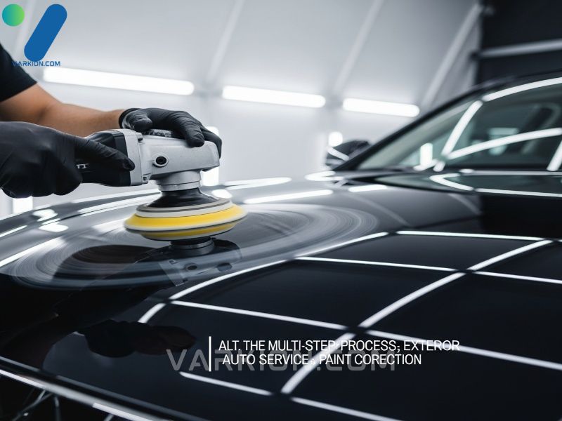 tecnico-pule-carro-escuro-com-polidora-orbital-sob-luz-led-revelando-acabamento-brilhante-e-sem-redemoinhos