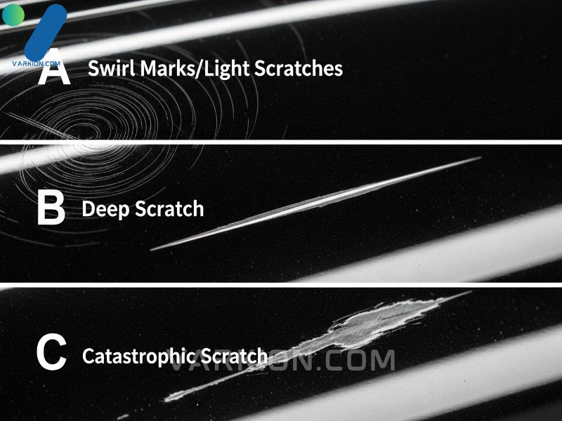 trzy-rodzaje-zadrapan-na-czarnym-lakierze-samochodowym-a-lekkie-b-gebokie-i-c-katastrofalne
