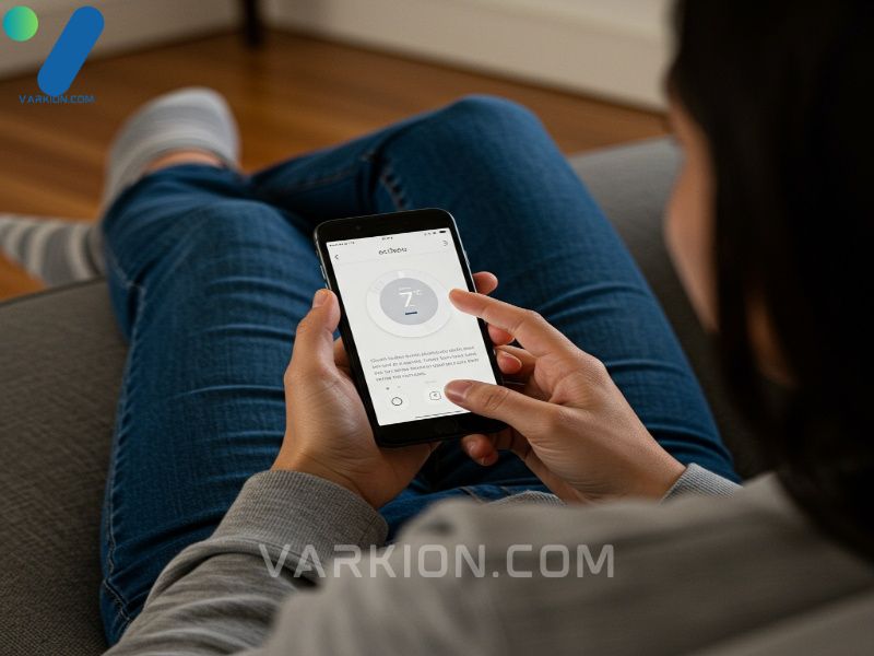 user-controlling-their-ecobee-smart-thermostat-via-the-mobile-application-demonstrating-ease-of-use