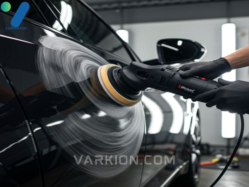 utilizing-a-da-polisher-for-paint-correction-on-a-car-door-panel