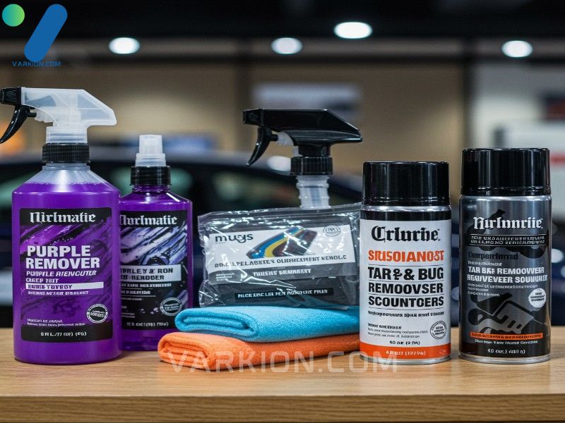 variety-of-car-paint-cleaning-tools-iron-remover-clay-bar-and-bugtar-solvent