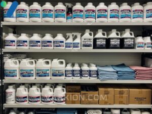 well-stocked-commercial-shelf-with-bulk-car-wash-supplies-chemicals-and-microfiber-towels